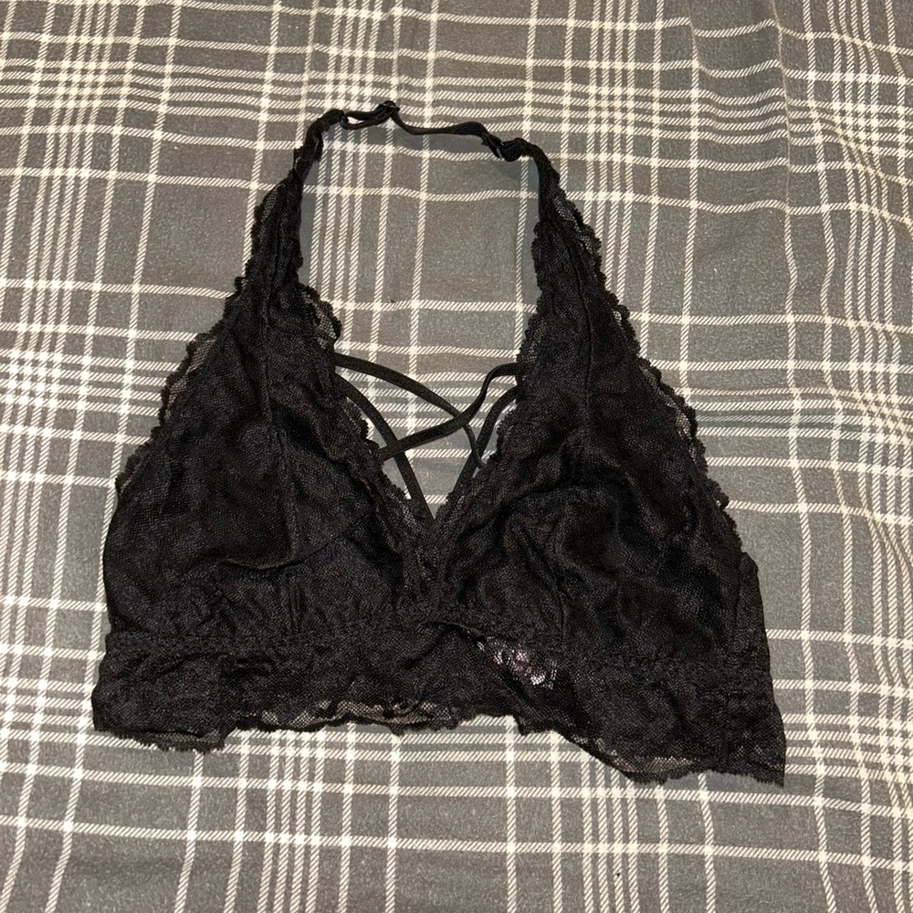 Victoria's Secret PINK Black Lace Halter Bralette